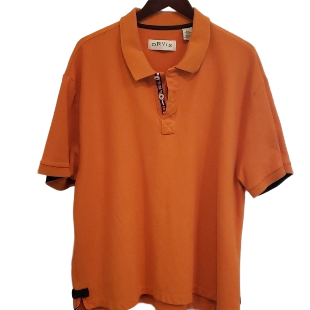 Orvis polo in Orange with flag detail